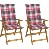 vidaXL Chaises longues de jardin 2 pcs. avec coussins acacia massif