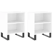 vidaXL Tables de chevet 2pcs blanc brillant 40x30x50cm bois ingénierie