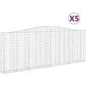 vidaXL Gabions avec arc surélevé 5 pcs. 400x30x140/160cm Fer galvanisé