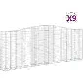 vidaXL Gabions avec arc surélevé 9 pcs. 400x30x140/160cm Fer galvanisé