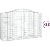 vidaXL Gabions avec arc surélevé 12pcs 200x50x120/140cm Fer galvanisé