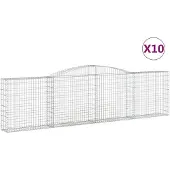 vidaXL Gabions avec arc surélevé 10pcs. 400x30x100/120cm Fer galvanisé