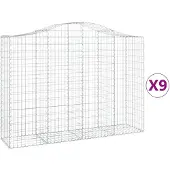 vidaXL Gabions avec arc surélevé 9 pcs. 200x50x140/160cm Fer galvanisé