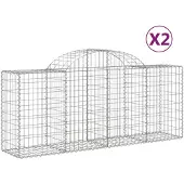 vidaXL Gabions avec arc surélevé 2 pcs. 200x50x80/100 cm Fer galvanisé