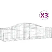 vidaXL Gabions avec arc surélevé 3 pcs. 200x50x40/60 cm Fer galvanisé