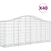 vidaXL Gabions avec arc surélevé 40 pcs. 200x30x80/100cm Fer galvanisé
