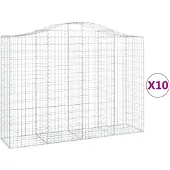 vidaXL Gabions avec arc surélevé 10pcs 200x50x140/160cm Fer galvanisé