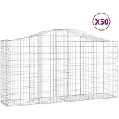 vidaXL Gabions avec arc surélevé 50 pcs 200x50x100/120cm Fer galvanisé