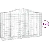 vidaXL Gabions avec arc surélevé 20pcs 200x50x120/140cm Fer galvanisé