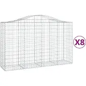 vidaXL Gabions avec arc surélevé 8 pcs. 200x50x120/140cm Fer galvanisé