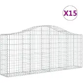 vidaXL Gabions avec arc surélevé 15 pcs. 200x30x80/100cm Fer galvanisé
