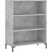vidaXL Bibliothèque gris béton 69,5x32,5x90 cm bois d'ingénierie