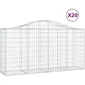vidaXL Gabions avec arc surélevé 20 pcs 200x50x100/120cm Fer galvanisé