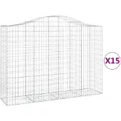 vidaXL Gabions avec arc surélevé 15pcs 200x50x140/160cm Fer galvanisé