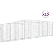 vidaXL Gabions avec arc surélevé 15pcs. 400x30x100/120cm Fer galvanisé
