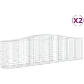 vidaXL Gabions avec arc surélevé 2 pcs. 400x50x100/120cm Fer galvanisé