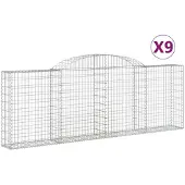 vidaXL Gabions avec arc surélevé 9 pcs. 300x30x100/120cm Fer galvanisé