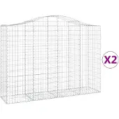 vidaXL Gabions 2 pcs voûtés 200x50x140/160 cm en fer