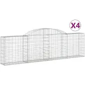 vidaXL Gabions avec arc surélevé 4 pcs. 300x30x80/100 cm Fer galvanisé