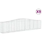 vidaXL Gabions avec arc surélevé 9 pcs. 400x50x80/100cm Fer galvanisé