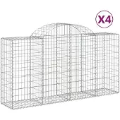 vidaXL Gabions avec arc surélevé 4 pcs. 200x50x100/120cm Fer galvanisé