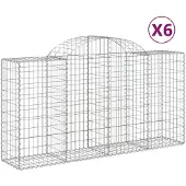vidaXL Gabions avec arc surélevé 6 pcs. 200x50x100/120cm Fer galvanisé