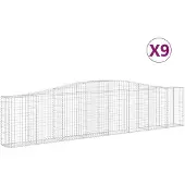 vidaXL Gabions avec arc surélevé 9 pcs. 400x30x80/100cm Fer galvanisé