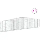 vidaXL Gabions avec arc surélevé 3 pcs. 400x30x80/100cm Fer galvanisé
