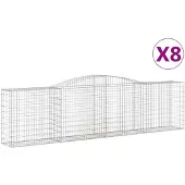 vidaXL Gabions avec arc surélevé 8 pcs. 400x50x100/120cm Fer galvanisé