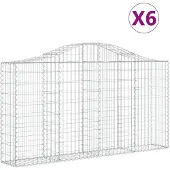 vidaXL Gabions avec arc surélevé 6 pcs. 200x30x100/120cm Fer galvanisé
