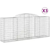 vidaXL Gabions avec arc surélevé 3 pcs. 300x50x120/140cm Fer galvanisé