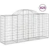 vidaXL Gabions avec arc surélevé 25 pcs 200x50x100/120cm Fer galvanisé