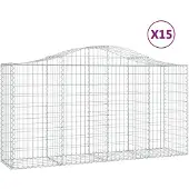 vidaXL Gabions avec arc surélevé 15 pcs 200x50x100/120cm Fer galvanisé