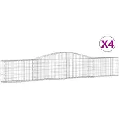 vidaXL Gabions avec arc surélevé 4 pcs. 400x30x60/80 cm Fer galvanisé