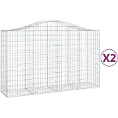 vidaXL Gabions avec arc surélevé 2 pcs. 200x50x120/140cm Fer galvanisé