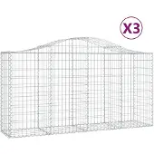 vidaXL Gabions 3 pcs voûtés 200x50x100/120 cm en fer