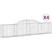 vidaXL Gabions avec arc surélevé 4 pcs. 300x30x60/80 cm Fer galvanisé