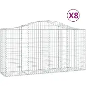 vidaXL Gabions avec arc surélevé 8 pcs. 200x50x100/120cm Fer galvanisé