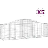 vidaXL Gabions 5 pcs voûtés 200x50x60/80 cm fer galvanisé