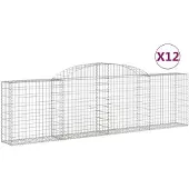 vidaXL Gabions avec arc surélevé 12 pcs. 300x30x80/100cm Fer galvanisé