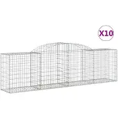 vidaXL Gabions avec arc surélevé 10 pcs. 300x50x80/100cm Fer galvanisé