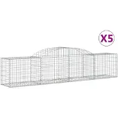 vidaXL Gabions avec arc surélevé 5 pcs. 300x50x60/80 cm Fer galvanisé