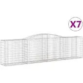 vidaXL Gabions avec arc surélevé 7 pcs. 400x50x100/120cm Fer galvanisé