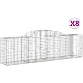 vidaXL Gabions avec arc surélevé 8 pcs. 300x50x80/100 cm Fer galvanisé