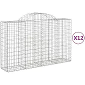 vidaXL Gabions avec arc surélevé 12pcs 200x50x120/140cm Fer galvanisé