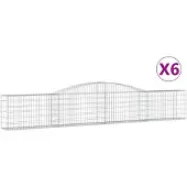 vidaXL Gabions avec arc surélevé 6 pcs. 400x30x60/80 cm Fer galvanisé