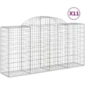 vidaXL Gabions avec arc surélevé 11 pcs 200x50x100/120cm Fer galvanisé