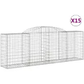 vidaXL Gabions avec arc surélevé 15 pcs 300x50x100/120cm Fer galvanisé