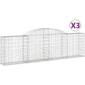 vidaXL Gabions avec arc surélevé 3 pcs. 300x30x80/100 cm Fer galvanisé