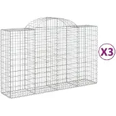 vidaXL Gabions 3 pcs voûtés 200x50x120/140 cm en fer